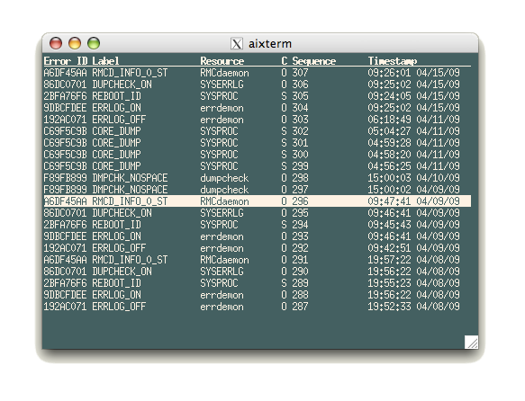 aixterm errbr Screenshot